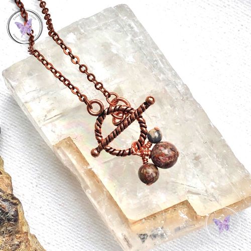 Leopard Skin Jasper Copper Toggle Necklace